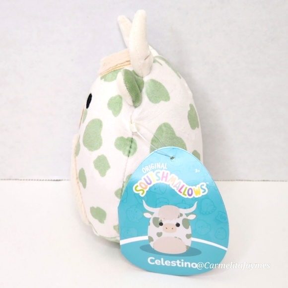 CELESTINO 🐮 Green Spotted Highland Cow w Fur Belly Original Squishmallow NWT - Picture 2 of 7